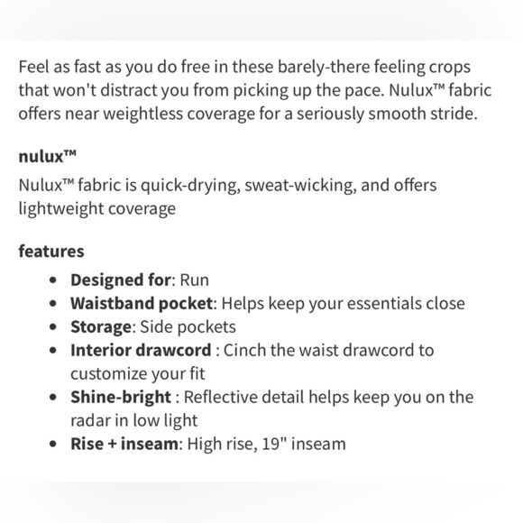 Women’s Lululemon Fast & Free Crop II Nulux 19" Leggings With Pockets Size 6 - Picture 16 of 16